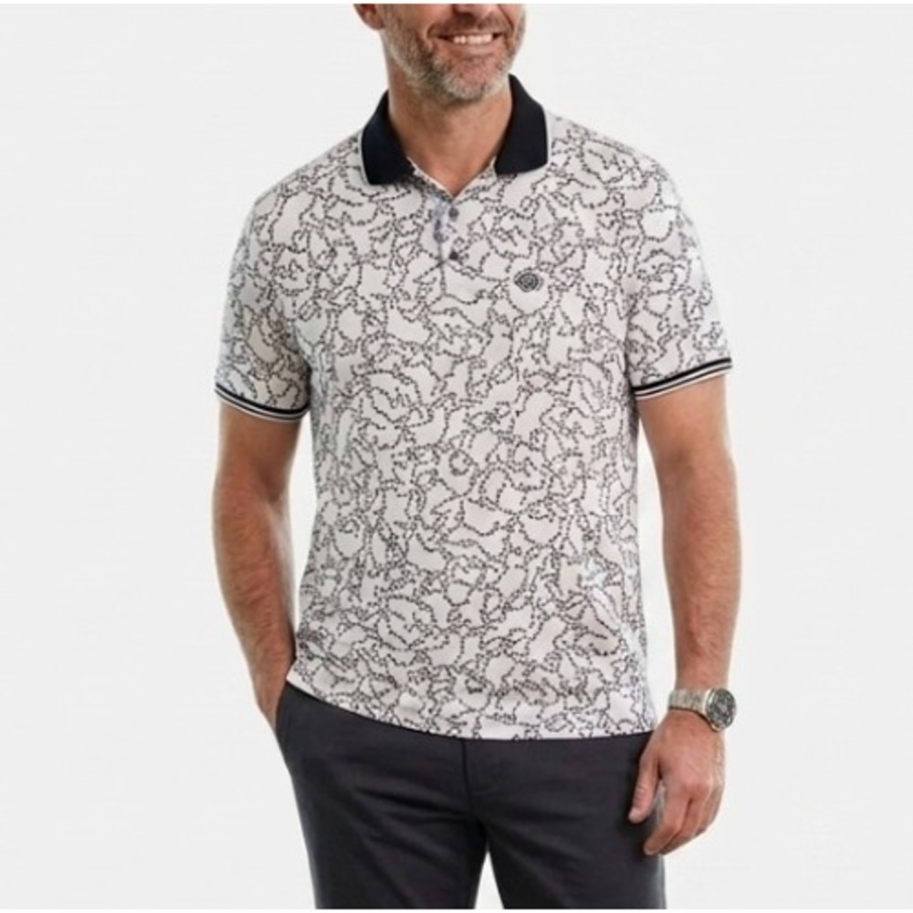 G/FORE Mens XXL Star Print Golf Polo Shirt White Black Mauna Lani‎ GMP000003